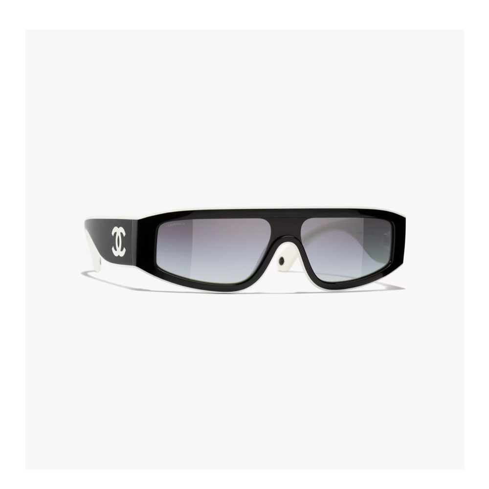 CHANEL Black & White Shield Sunglasses 6057 c. 1656/S6 NEW IN BOX